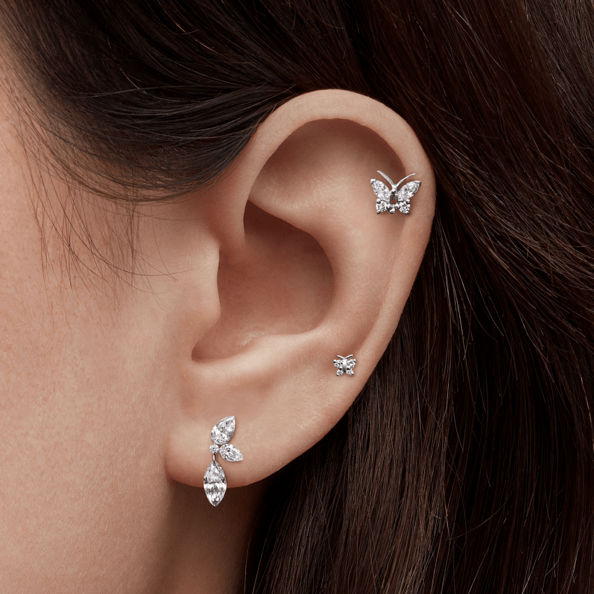 Marquise Pear Diamond Echo Threaded Stud Earring