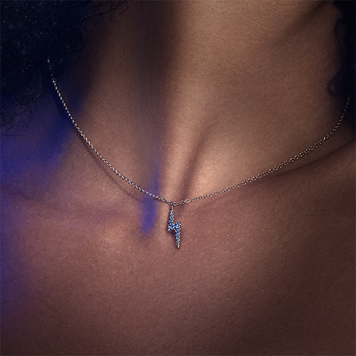 Diamond and Sapphire Lightning Bolt Necklace