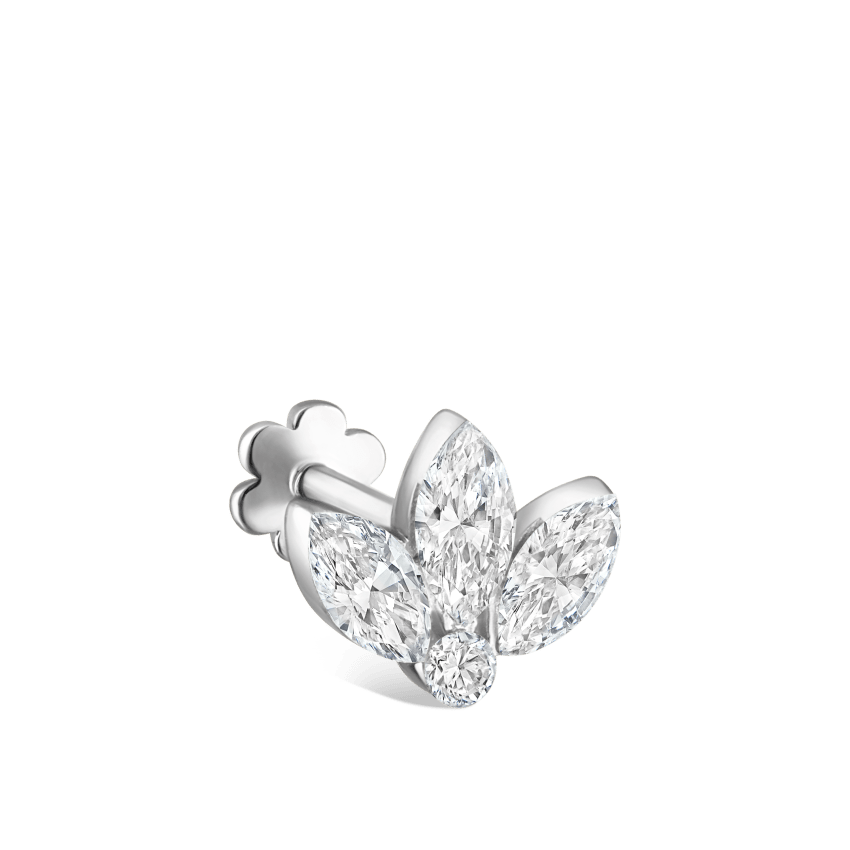 Invisible Diamond Lotus Threaded Stud Earring