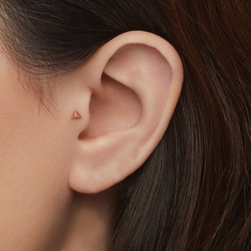 Faceted Triangle Threaded Stud Earring