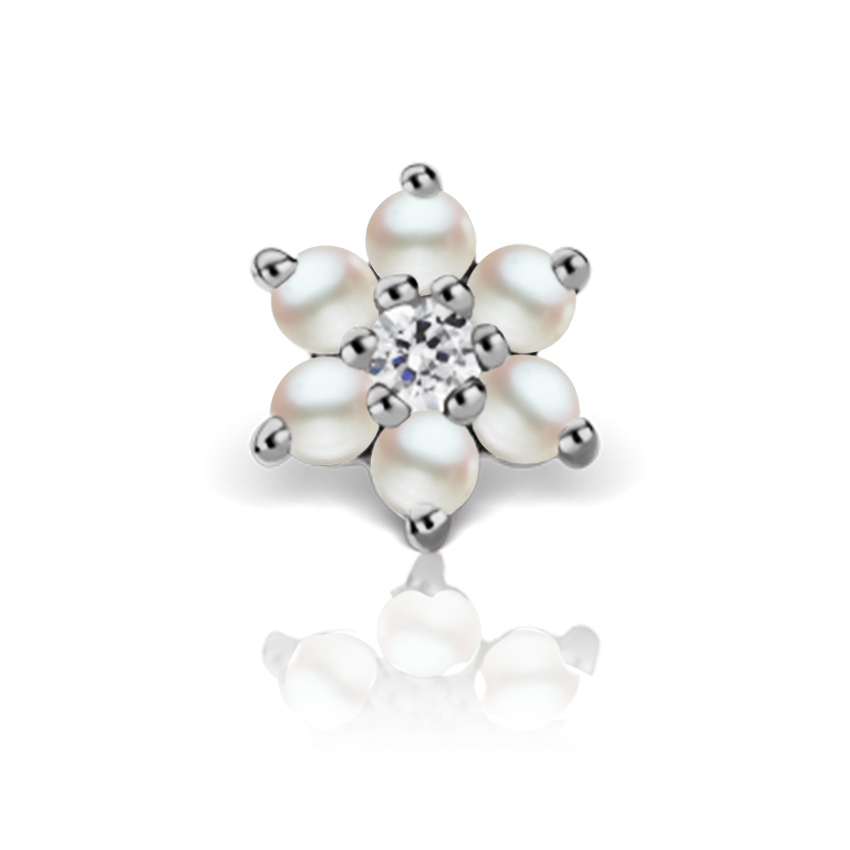 Pearl and Diamond Flower Stud Earring