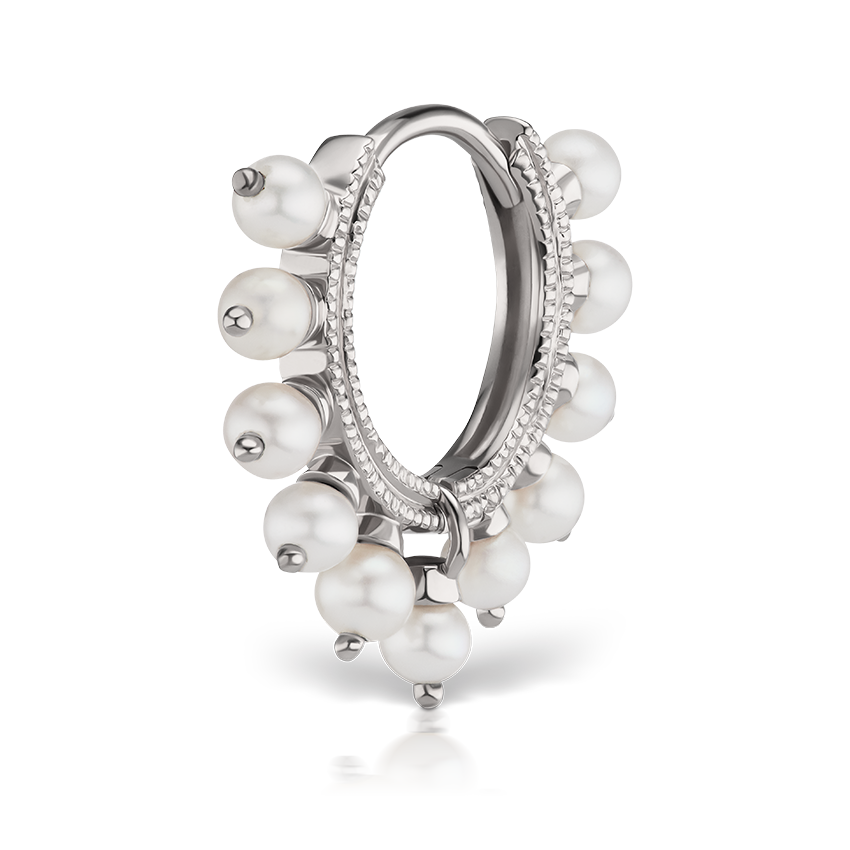 Pearl Coronet Hoop Earring
