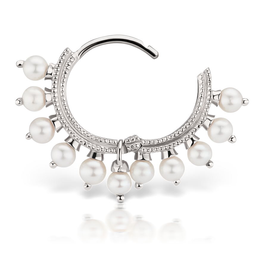 Pearl Coronet Hoop Earring