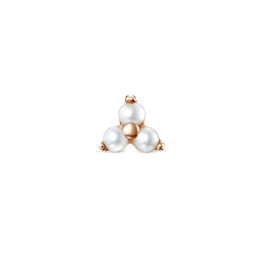 Pearl Trinity Threaded Stud Earring With Titanium Backing