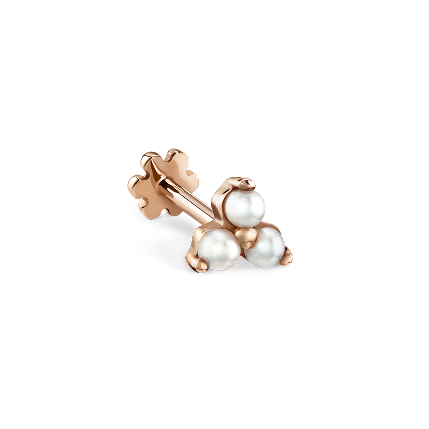 Pearl Trinity Threaded Stud Earring With Titanium Backing