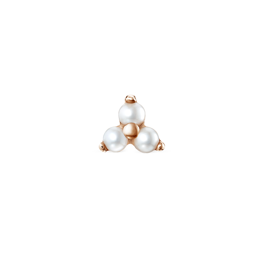 Pearl Trinity Threaded Stud Earring With Titanium Backing