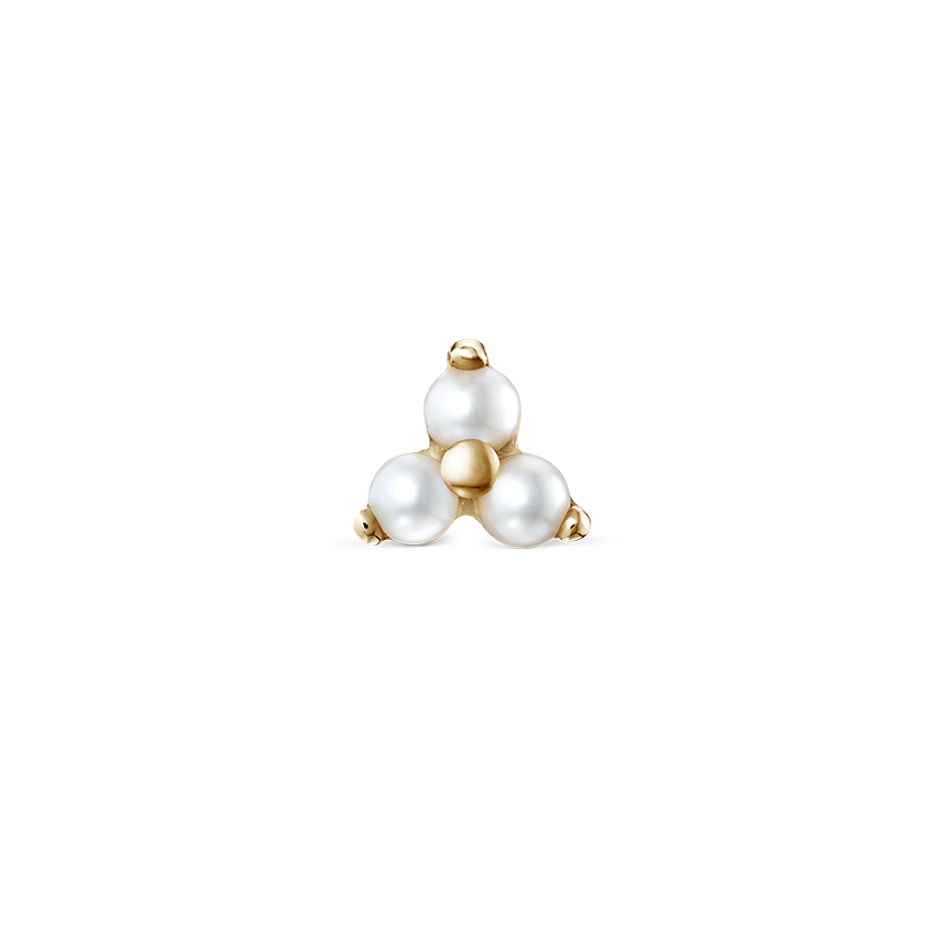 Pearl Trinity Threaded Stud Earring With Titanium Backing