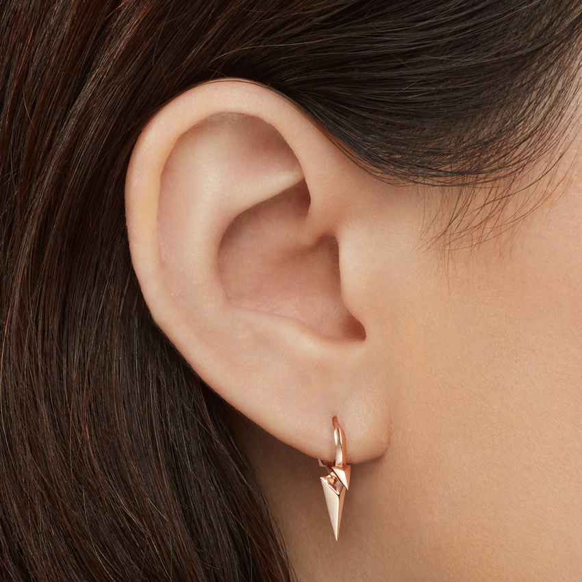 Faceted Triple Long Spike Hoop Earring