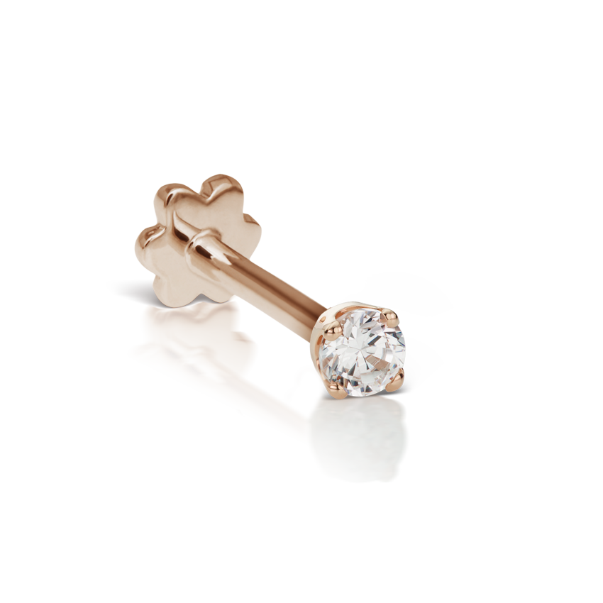 Prong Set Cubic Zirconia Threaded Stud Earring With Titanium Backing