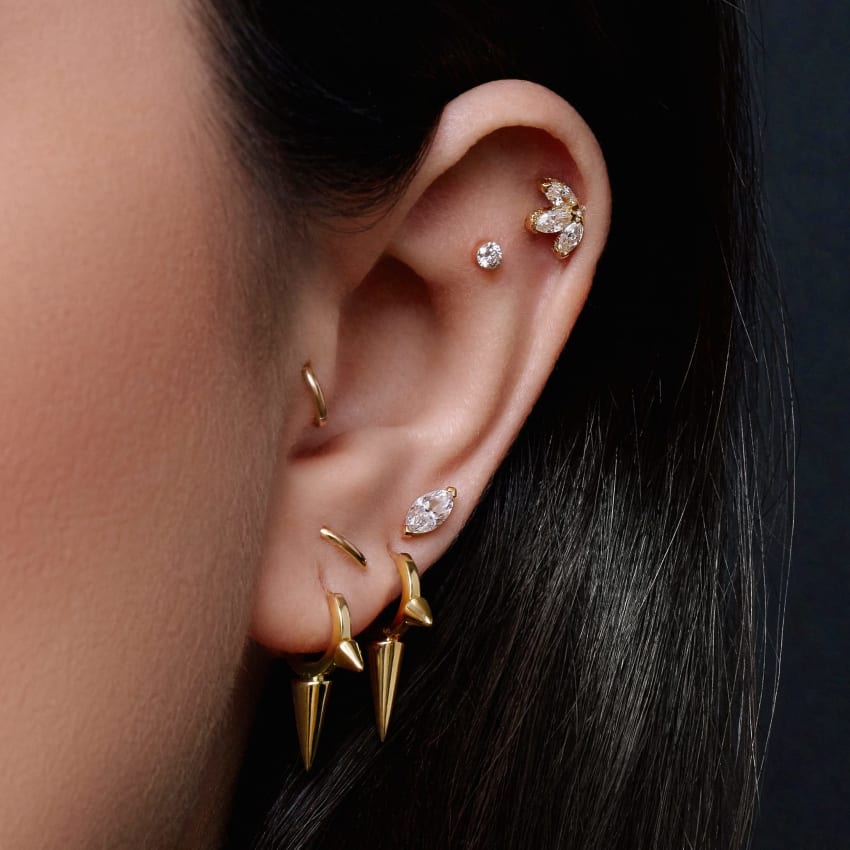 Triple Long Spike Hoop Earring