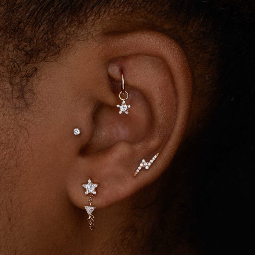 Diamond Lightning Bolt Stud Earring