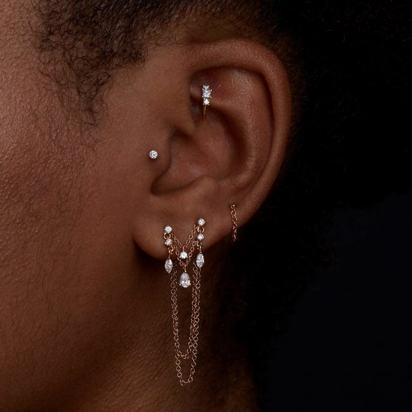 2mm Diamond Princess Hoop Earring
