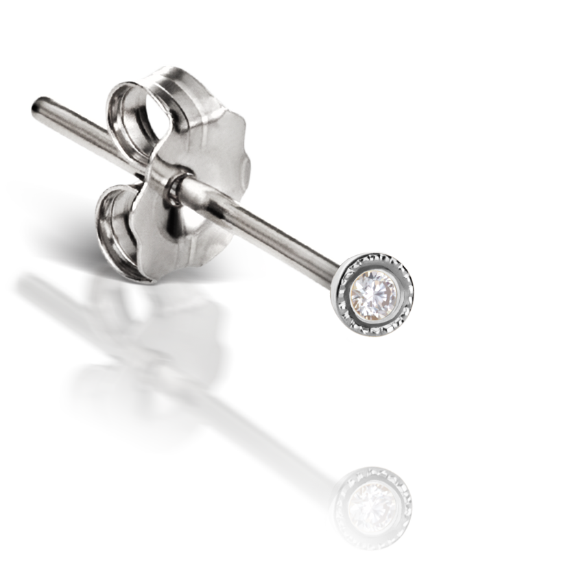 Scalloped Set Diamond Stud Earring