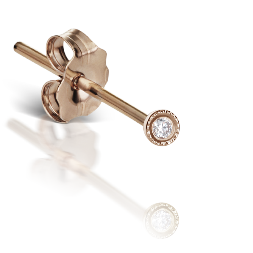 Scalloped Set Diamond Stud Earring