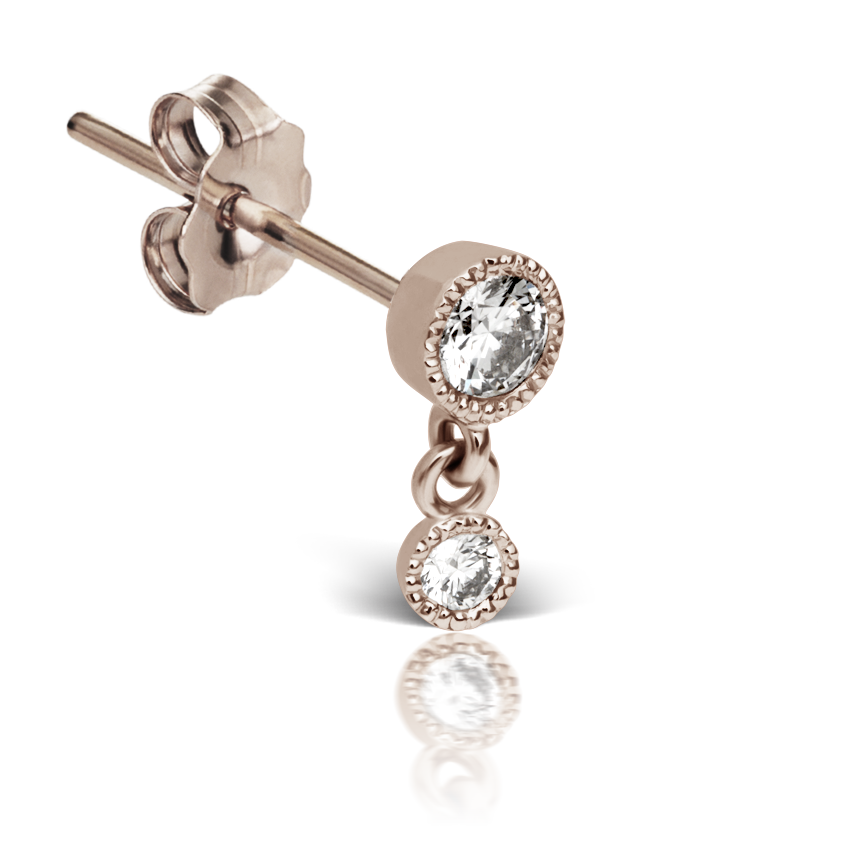 Scalloped Set Diamond Stud Earring