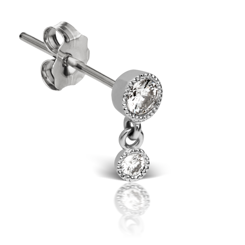 Scalloped Set Diamond Stud Earring