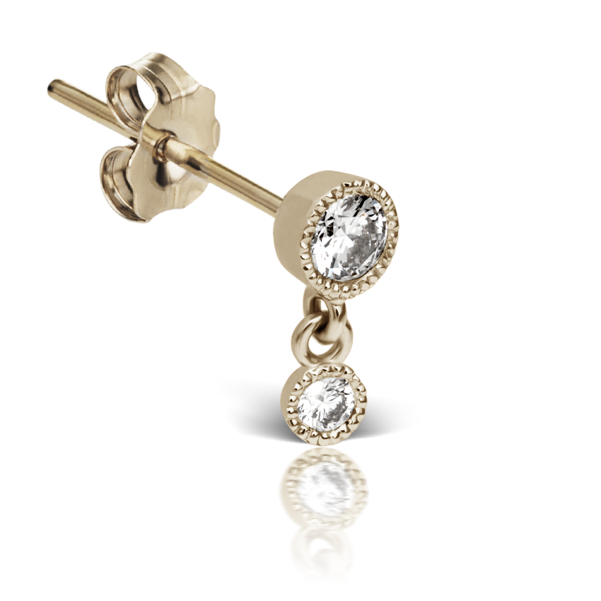 Scalloped Set Diamond Stud Earring