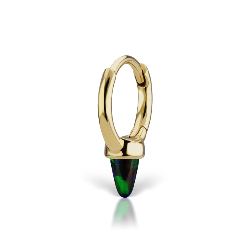 Single Short Black Opal Spike Hoop Earring (Non-Rotating)