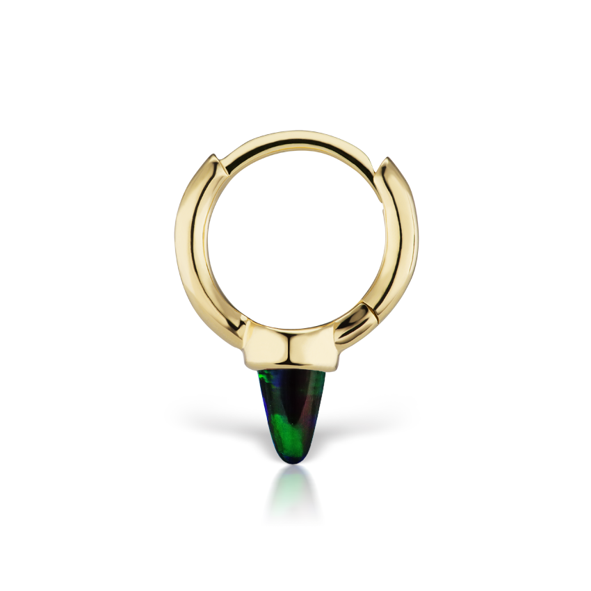 Single Short Black Opal Spike Hoop Earring (Non-Rotating)