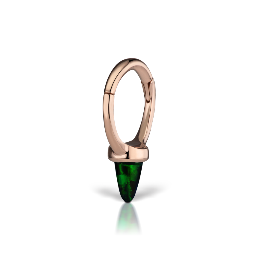 Single Short Black Opal Spike Hoop Earring