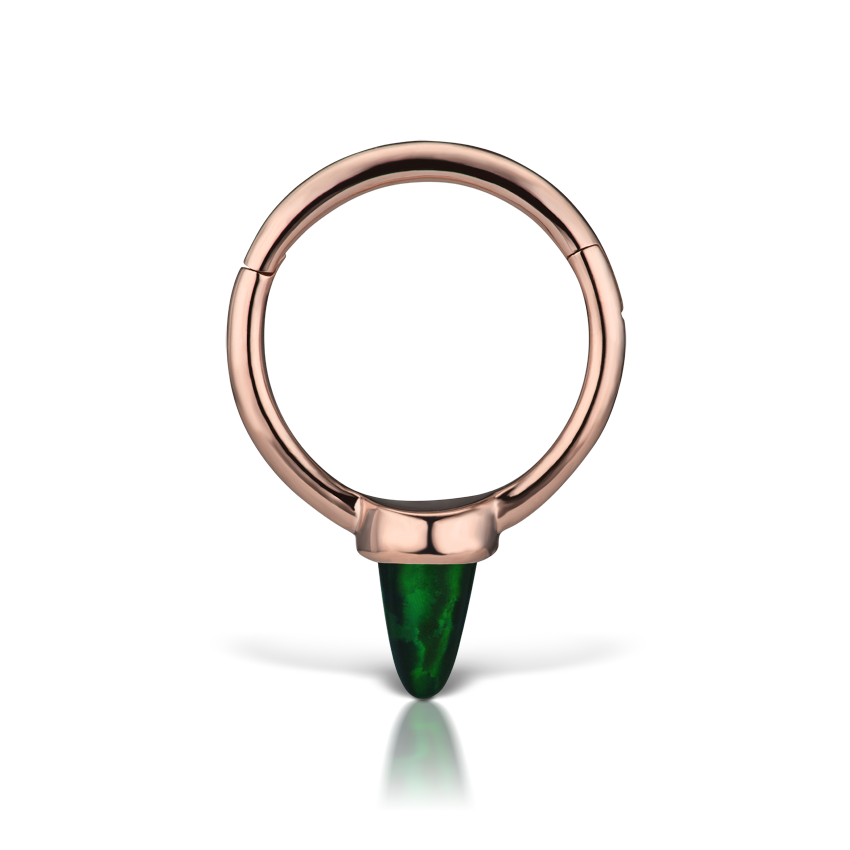 Single Short Black Opal Spike Hoop Earring