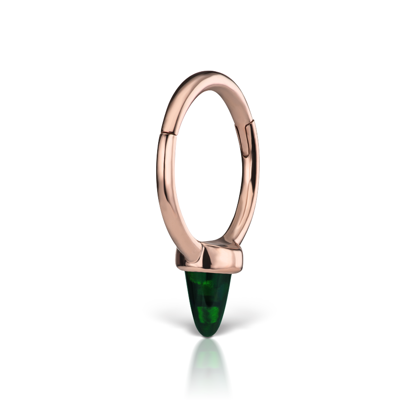 Single Short Black Opal Spike Hoop Earring
