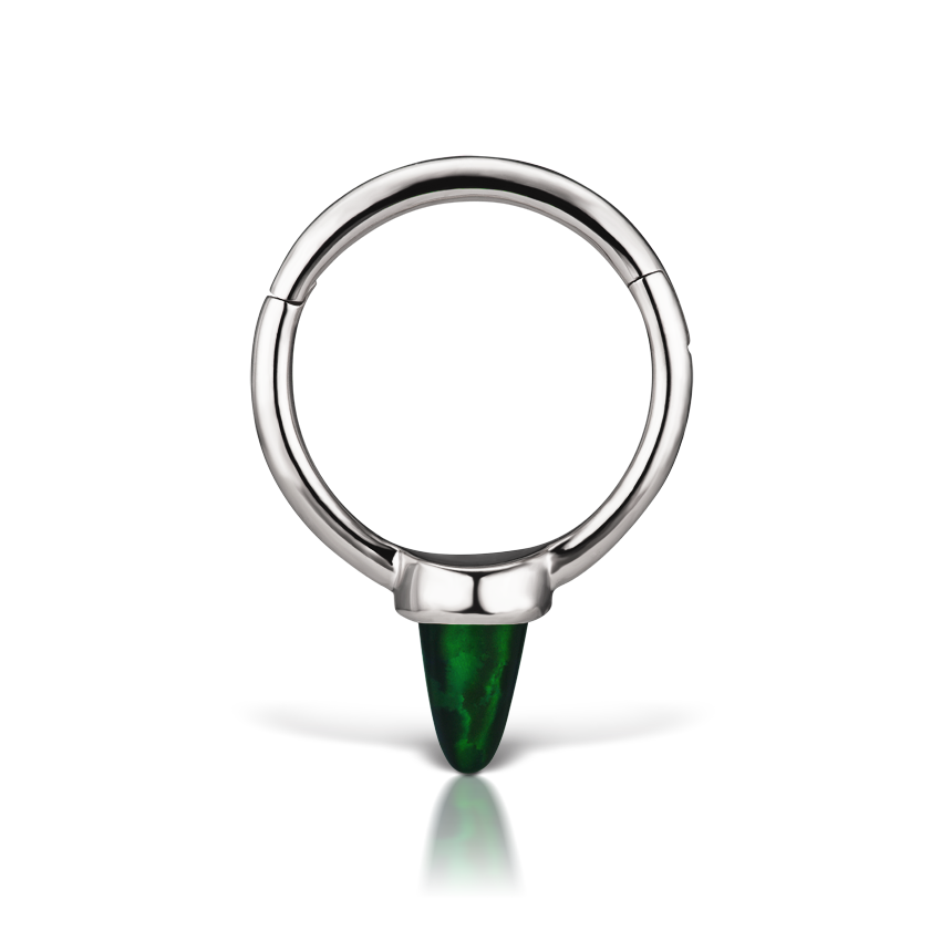 Single Short Black Opal Spike Hoop Earring