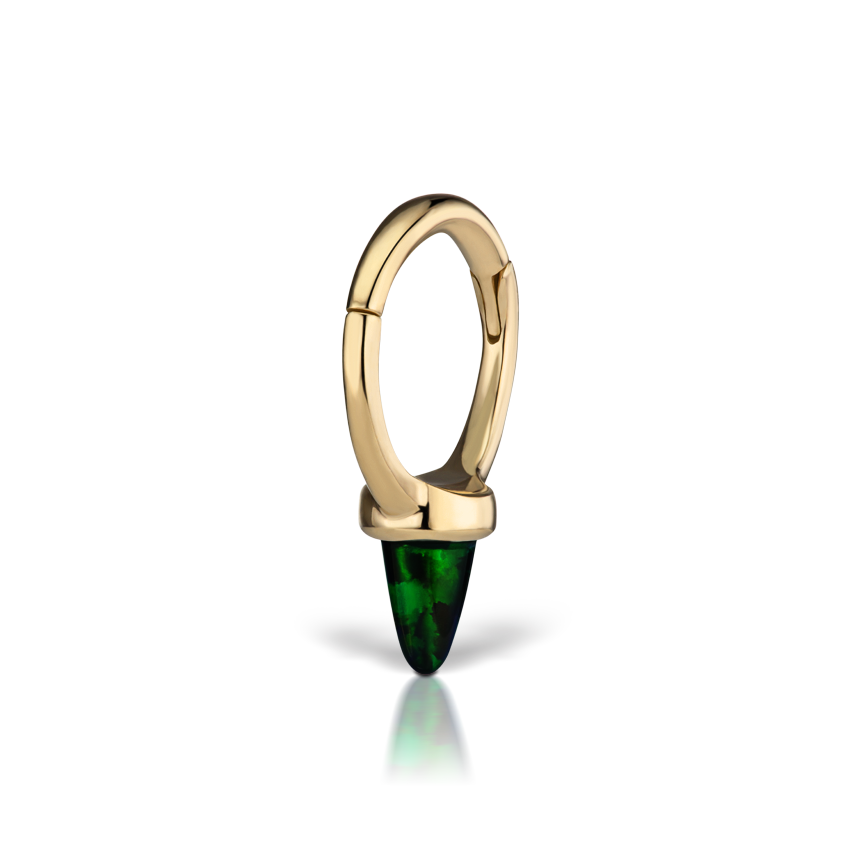 Single Short Black Opal Spike Hoop Earring