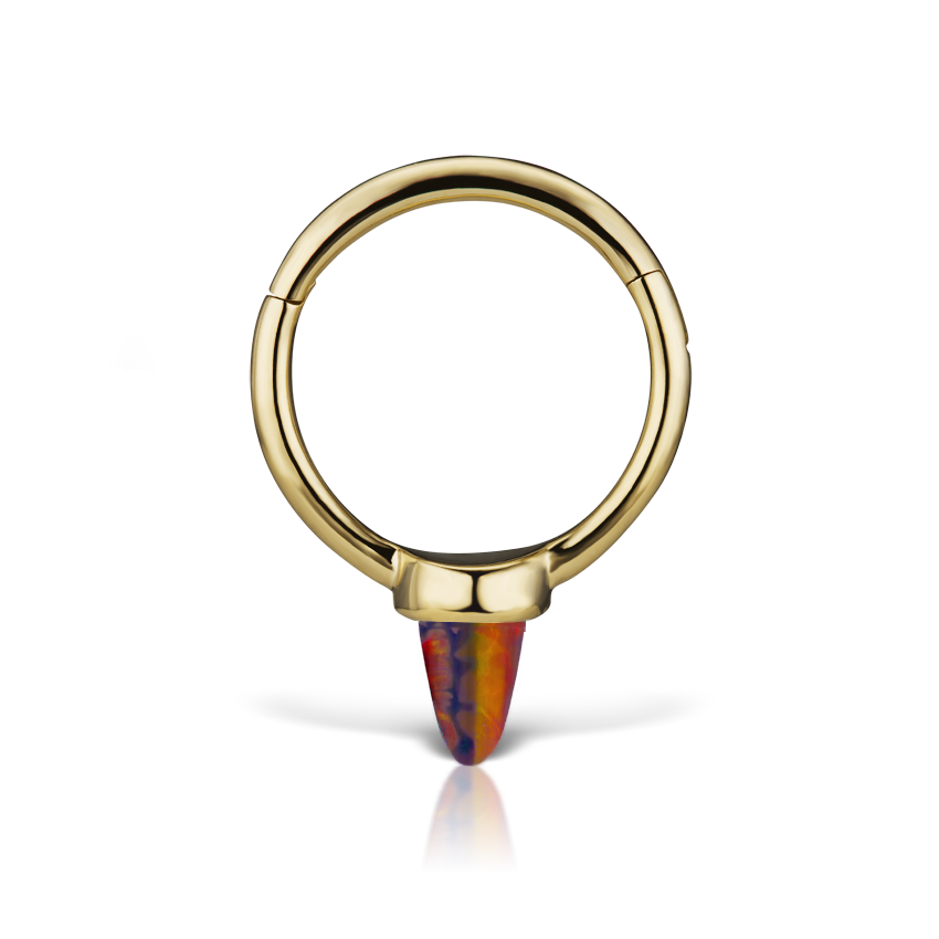 single-short-black-red-opal-spike-hoop-earring-yellow-gold-8mm-8mm-yellow-gold-xr1spbrop-yg-d8-b