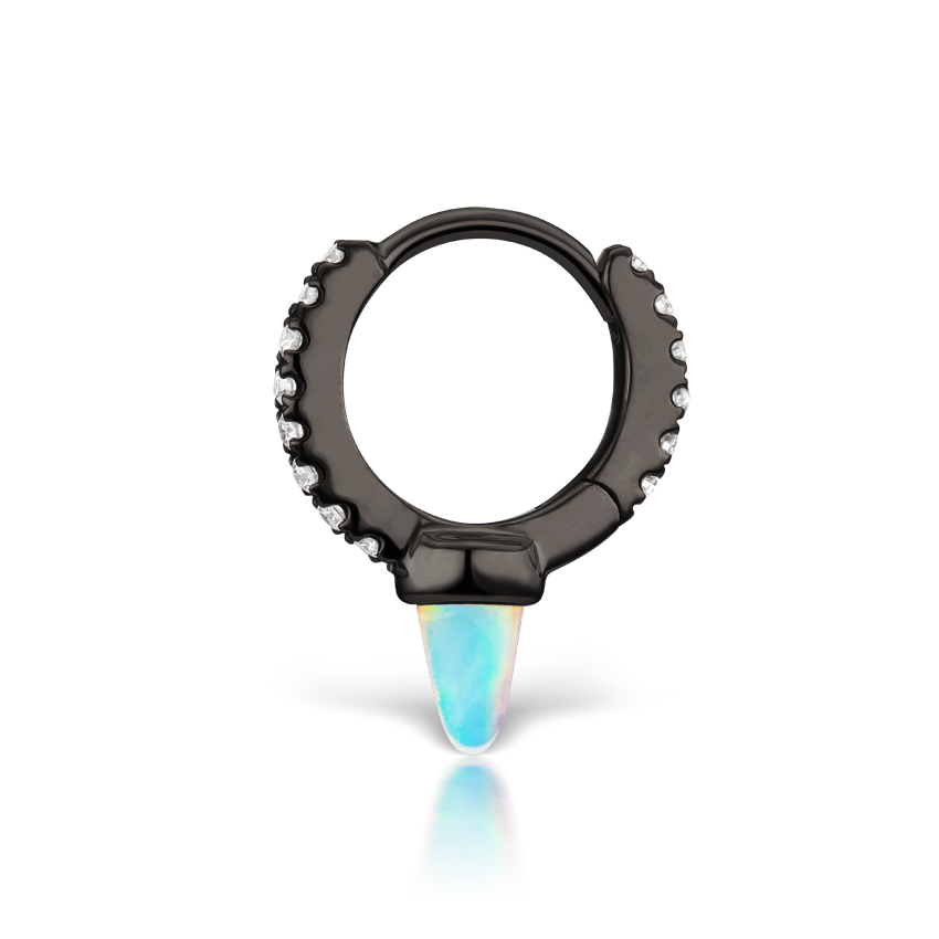 Single Short Opal Spike Diamond Eternity Hoop Earring