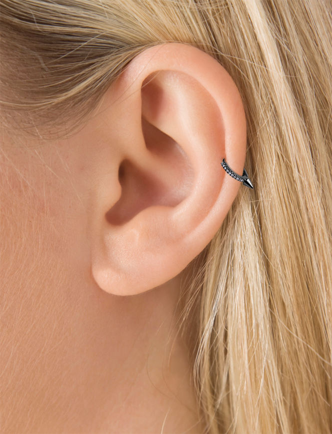 Single Short Spike Diamond Eternity Hoop Earring