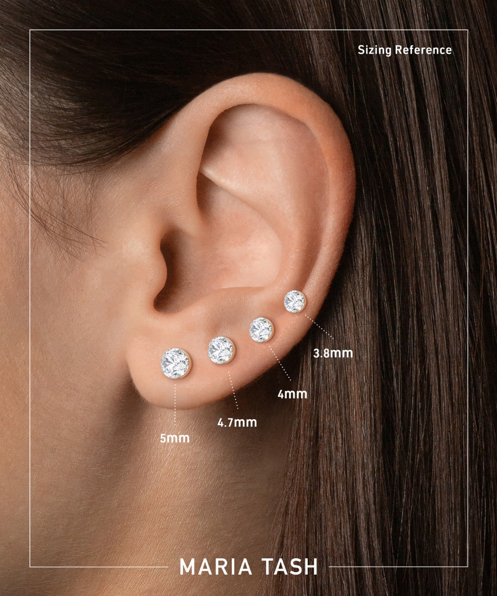 Invisible Diamond Threaded Stud Earring with Diamond Back
