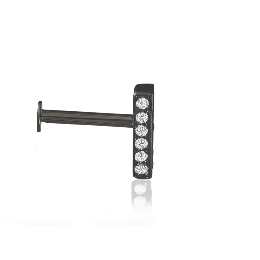 Square Diamond Pavé Bar Threaded Stud Earring