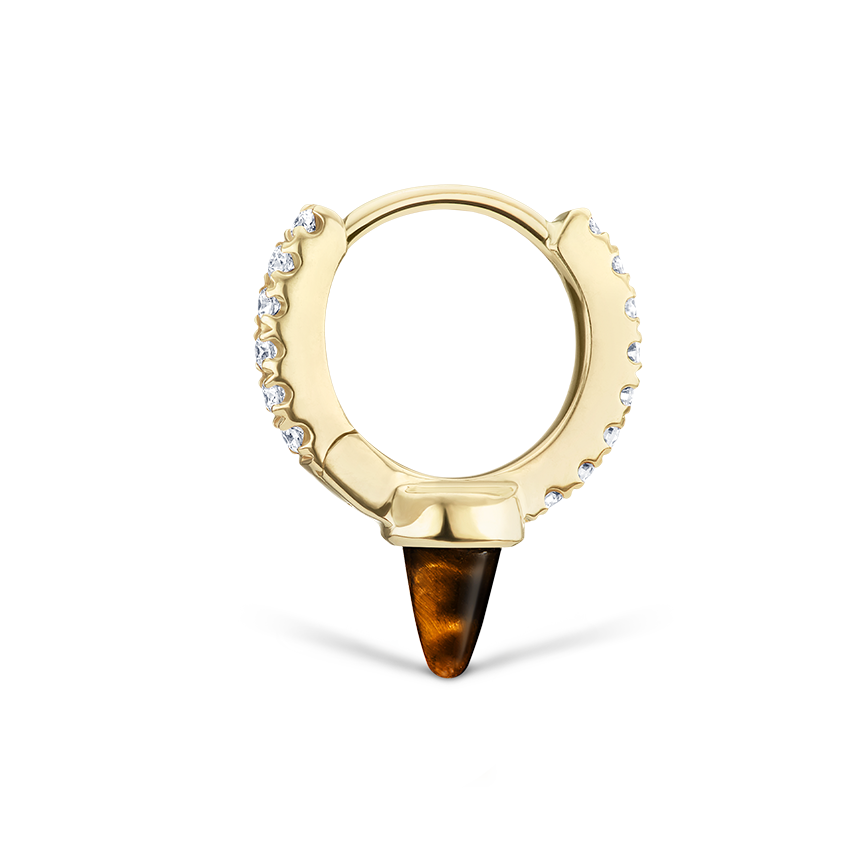 Tiger's Eye Short Spike Diamond Eternity Hoop Earring