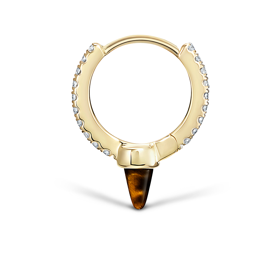 Tiger's Eye Short Spike Diamond Eternity Hoop Earring