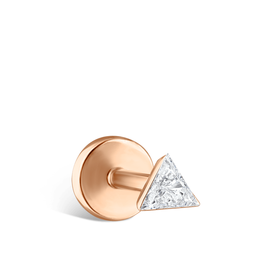 Invisible Set Triangle Diamond Threaded Stud Earring