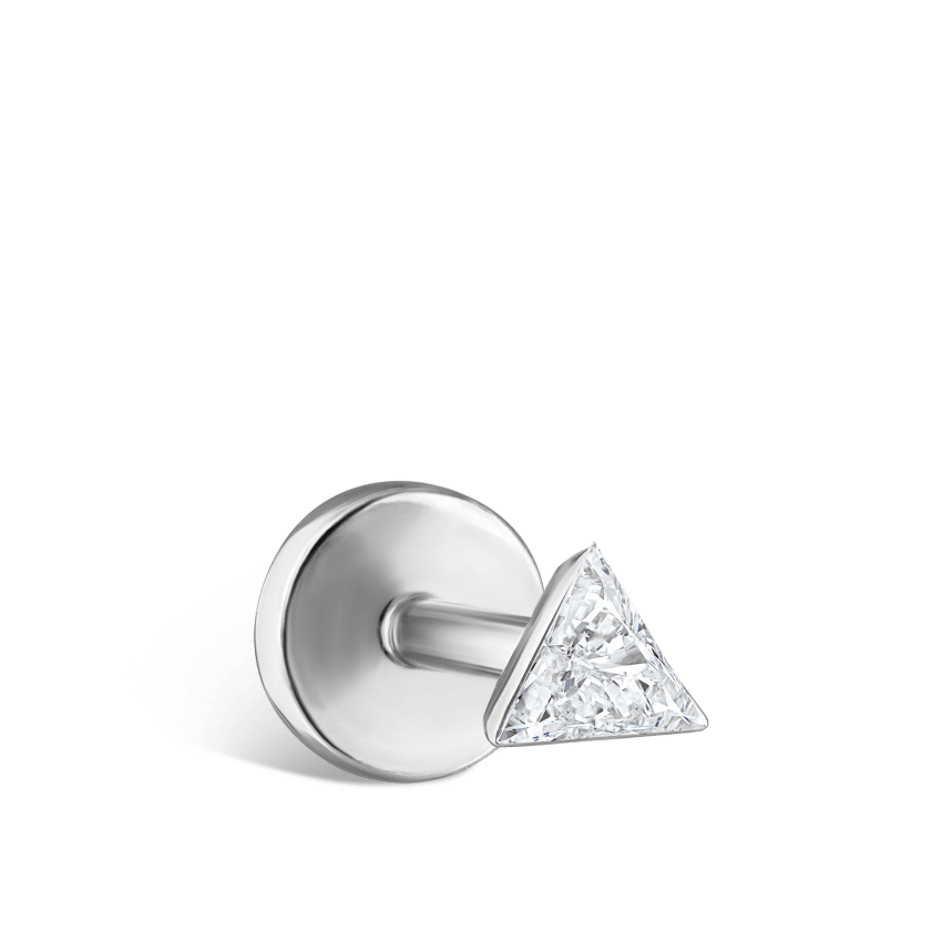 Invisible Set Triangle Diamond Threaded Stud Earring