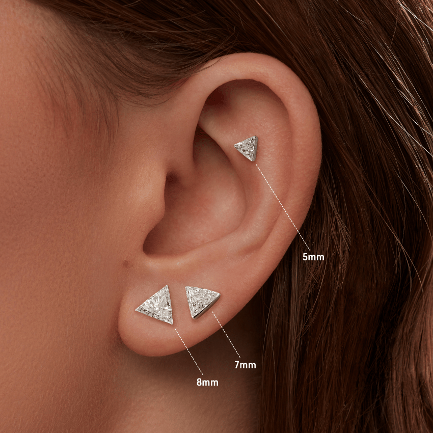 Invisible Set Triangle Diamond Stud Earring