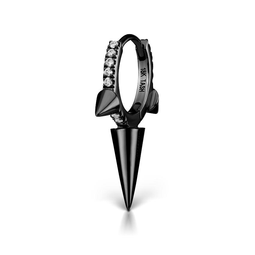 Triple Long Spike Diamond Eternity Hoop Earring