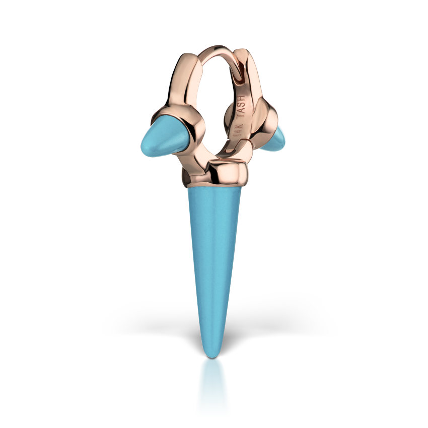 Triple Long Turquoise Spike Hoop Earring