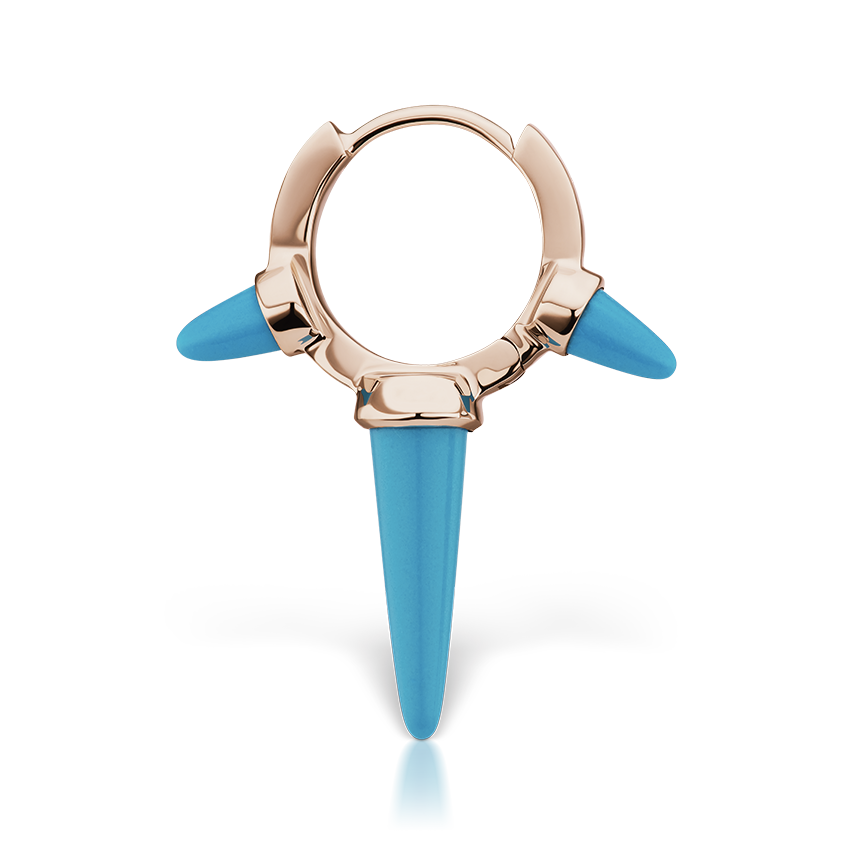 Triple Long Turquoise Spike Hoop Earring
