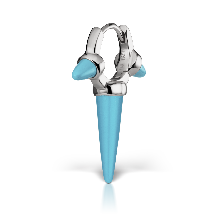 Triple Long Turquoise Spike Hoop Earring