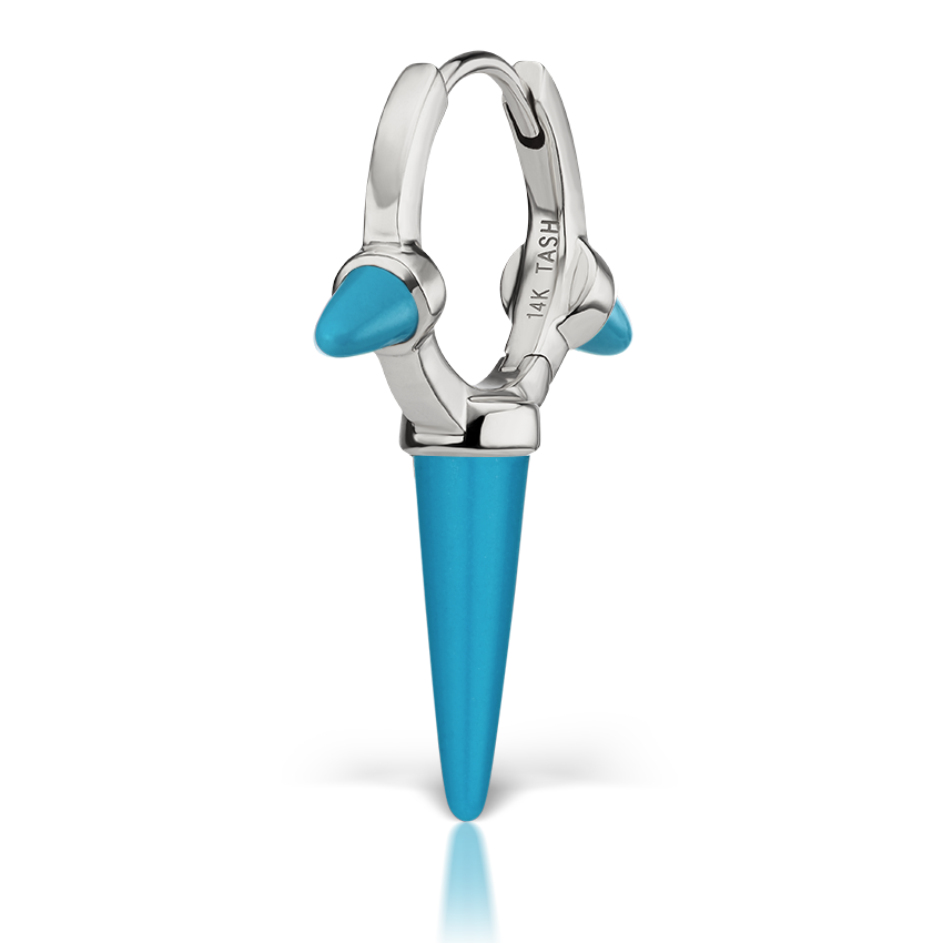 Triple Long Turquoise Spike Hoop Earring