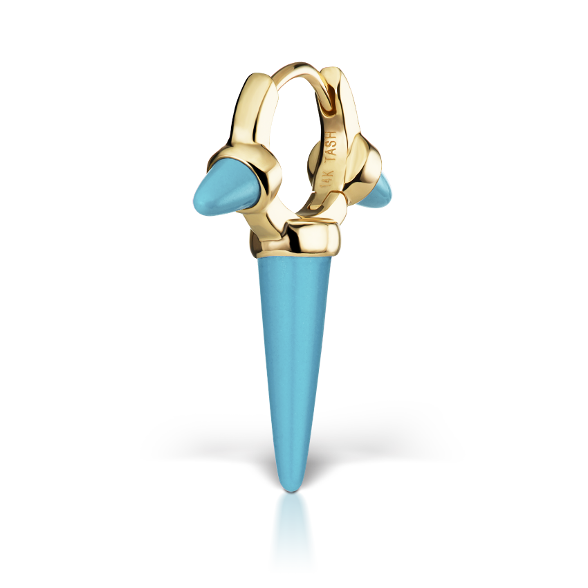 Triple Long Turquoise Spike Hoop Earring