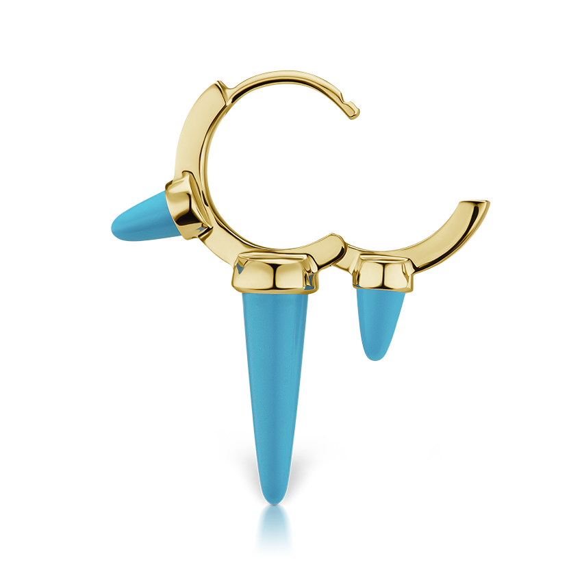Triple Long Turquoise Spike Hoop Earring