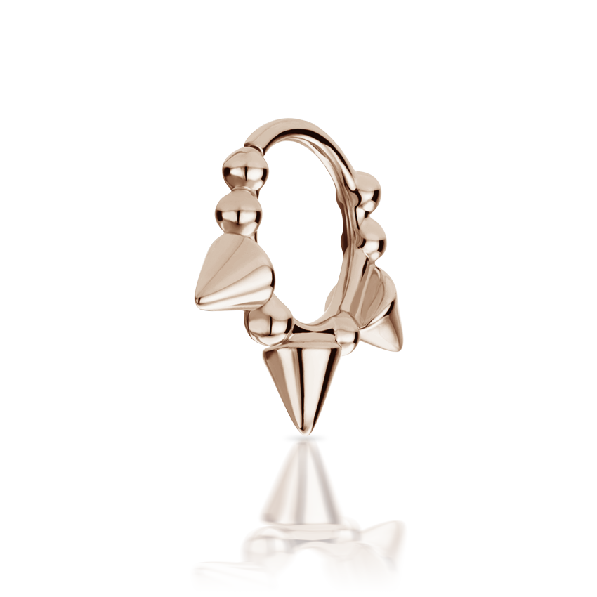 Triple Short Spike Granulated Hoop Earring