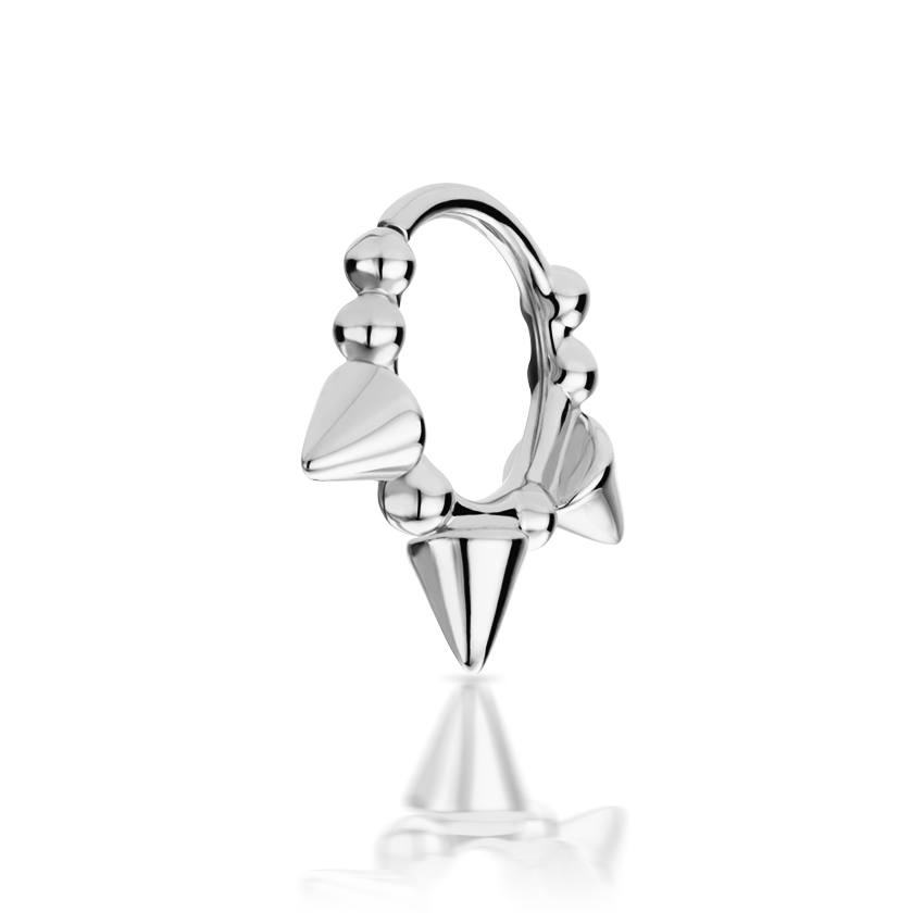 Triple Short Spike Granulated Hoop Earring