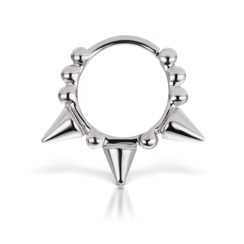 Triple Short Spike Granulated Hoop Earring