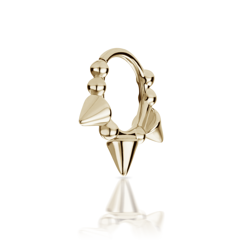 Triple Short Spike Granulated Hoop Earring