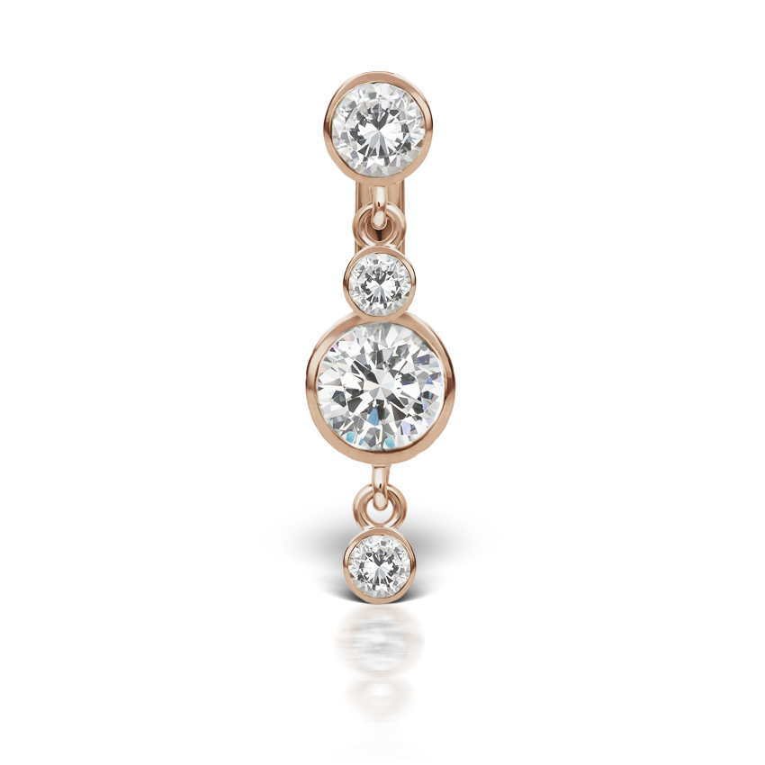 3-4 Cubic Zirconia with Double Dangle Barbell